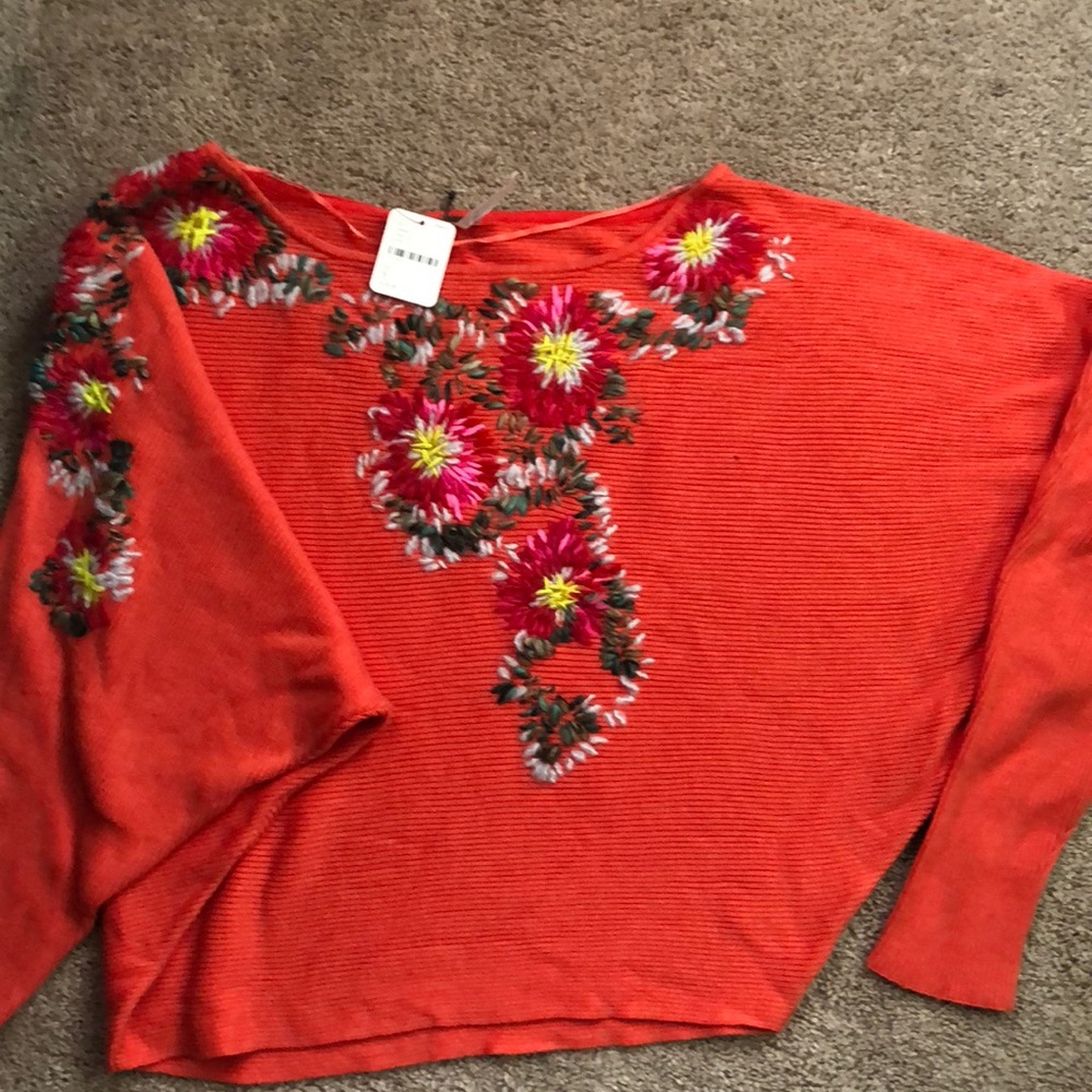 Free People top with floral threading